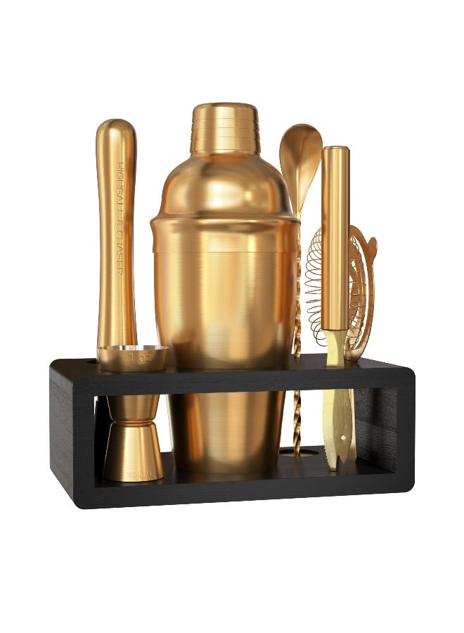 Highball  Chaser Highball & Chaser Cocktail Shaker Set: Bartender Kit for Home Bar Mixology Cocktail Bar Set Plus E-Book with 30 Recipes (Antique Gold) - Image 1